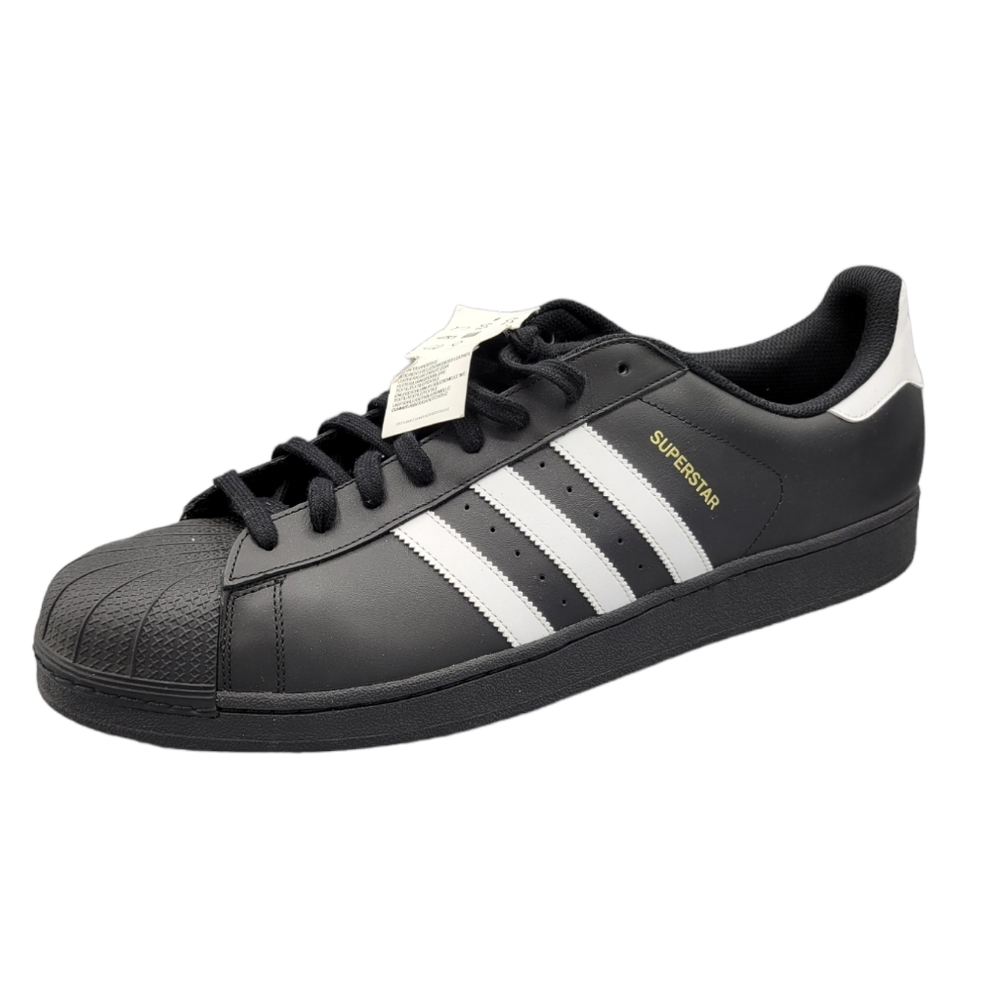 ADIDAS SUPERSTAR "CORE BLACK/CLOUD WHITE/GOLD METALLIC"  size 20